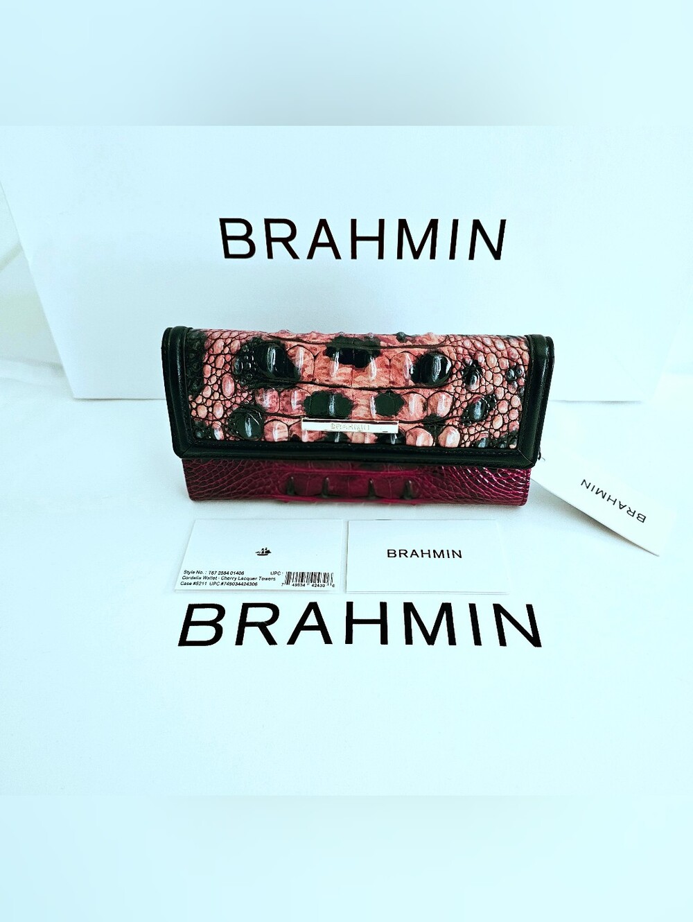 NWT Brahmin CHERRY LACQUER TOWERS Cordelia Wallet